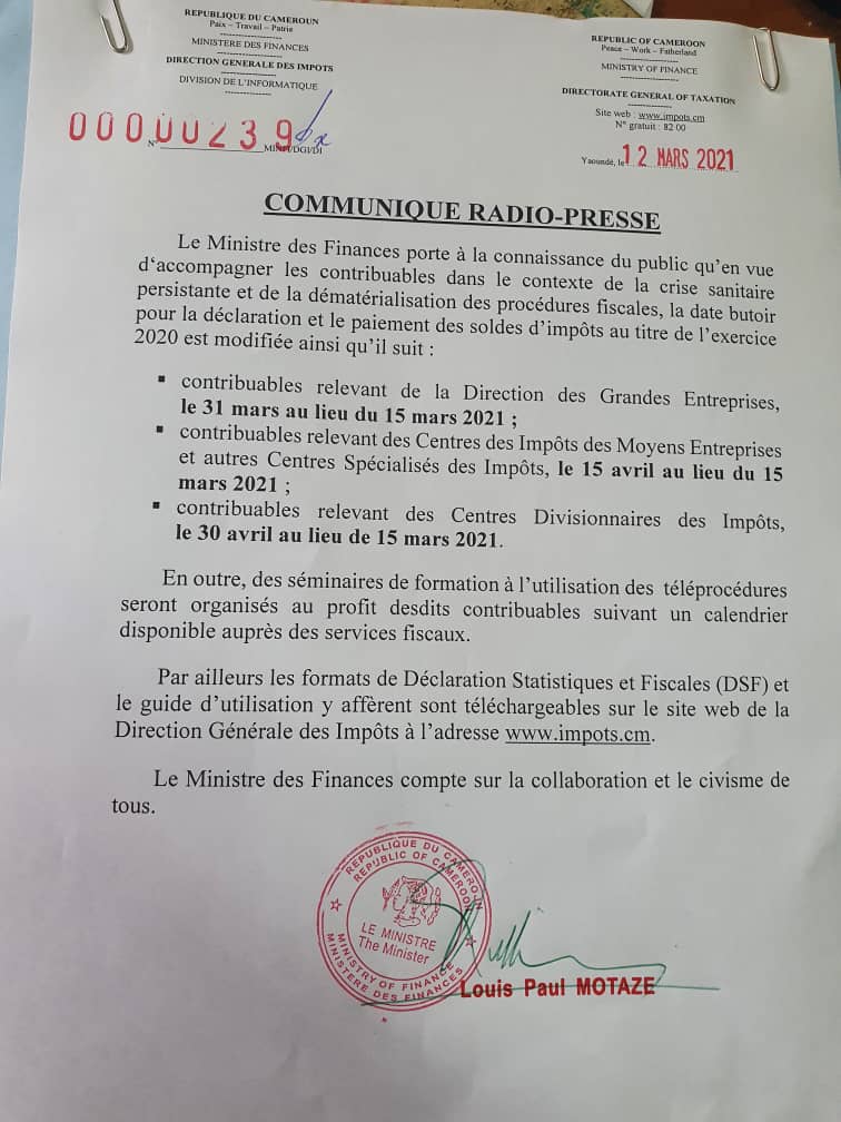 Communiqué radio-presse du 12 mars 2021