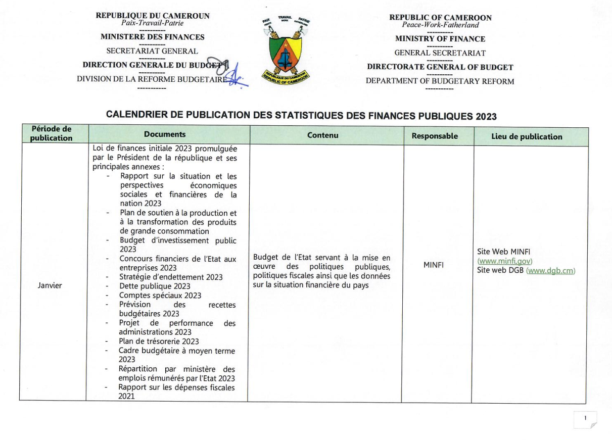 Publiques des statistiques des Finances Publiques