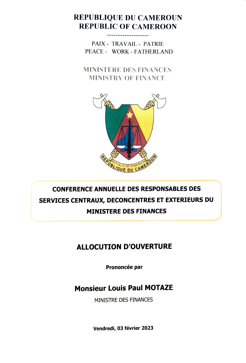 Allocution du Ministre des Finances à la Conférence Annuelle 2023