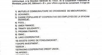 Communiqué de presse: Etablissements de Microfinance exerçant sans agrément