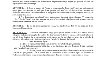 DECRET N°68-DF-254 PORTANT MODALITES APPLICATION DU REGIME DES CONGES PAYES