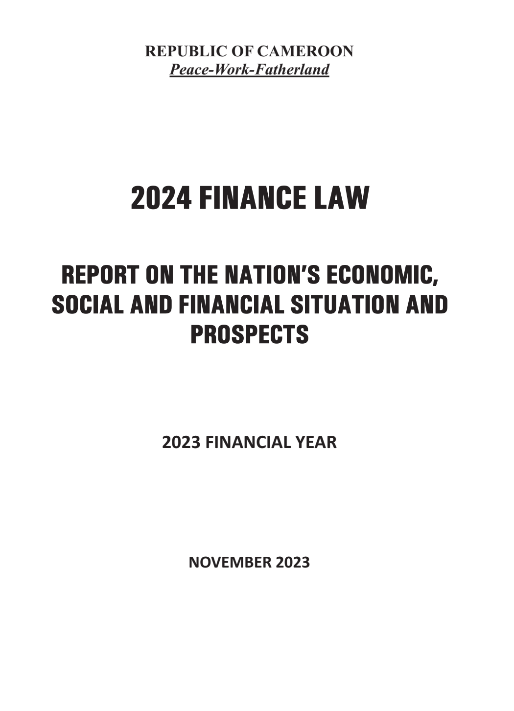report on the nation's economic, social and financial situation and prospects 2023 financial year