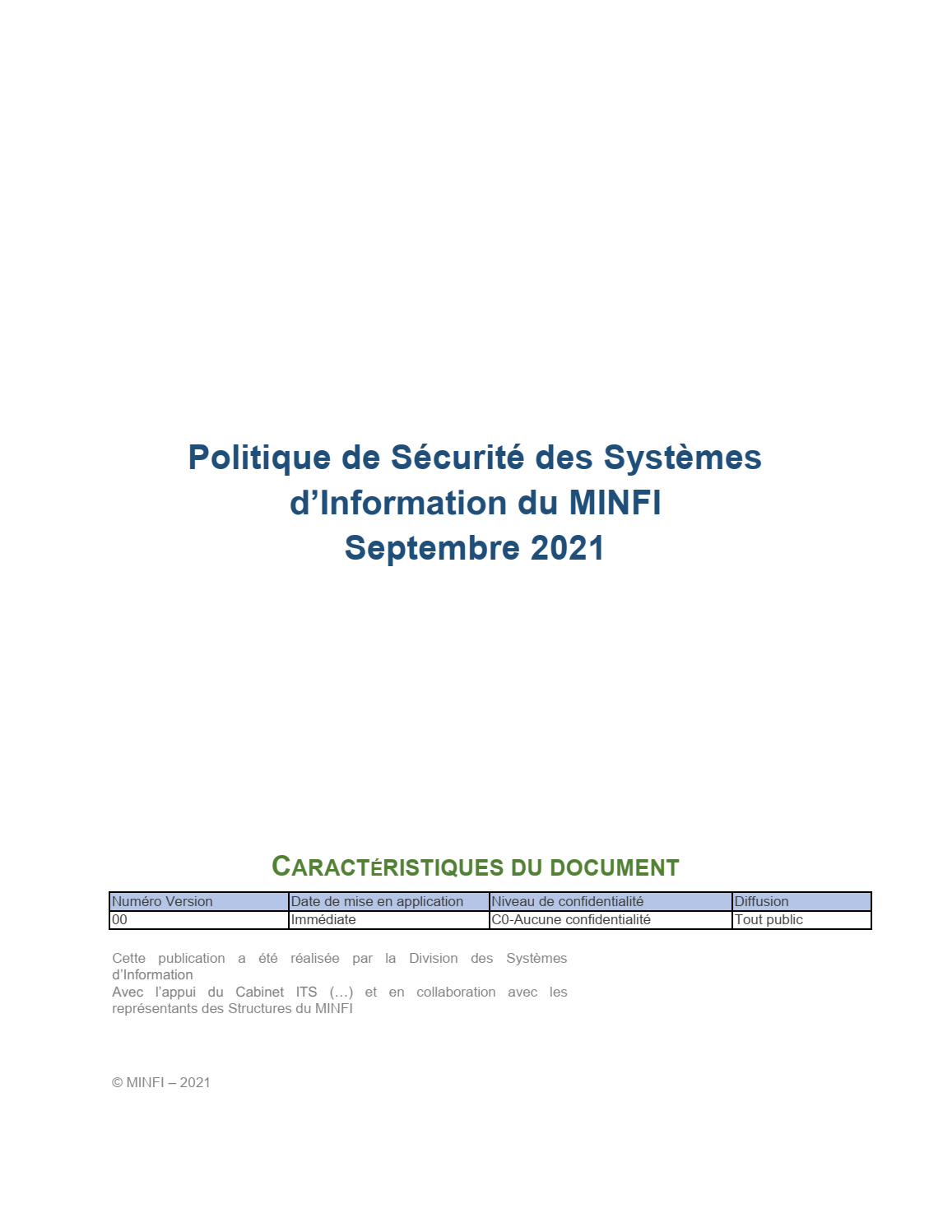 Politique de Sécurité des Systèmes d'Information du Ministère des Finances au format pdf