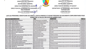 COMMUNIQUÉ DE PRESSE DU MINFI RELATIF À L’ APUREMENT DE LA DETTE SALARIALE DES ENSEIGNANTS DU MINISTÈRE DES ENSEIGNEMENTS SECONDAIRES ET DU MINISTÈRE DE L’ÉDUCATION DE BASE