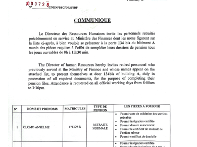 Communiqué du 09 décembre 2025 à l'attention des personnels retraités précédemment en service au Ministère des Finances