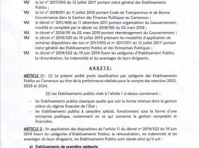 ARRETE 2026 CLASSIFICATION DES ETABLISSEMENTSPUBLICS