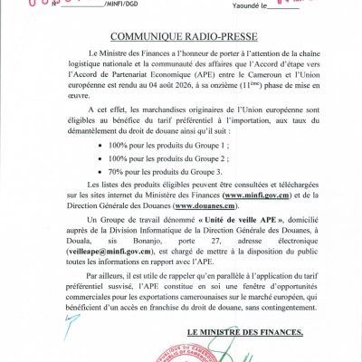 COMMUNIQUE RADIO-PRESSE 001190 APE-UE