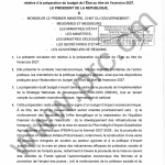 CIRCULAIRE PRESIDENTIELLE N° 001 DU 12 OCTOBRE 2026 RELATIVE A LA PREPARATION DU BUDGET DE L’ÉTAT POUR L’EXERCICE 2027